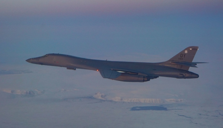 U.S. Air Force B-1B Strategic Bomber Flies in the Arctic Circle During Deployment to Norway