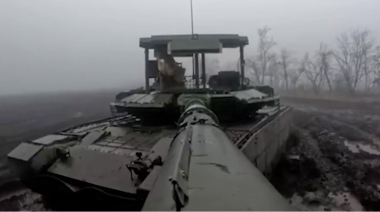 Russian Army T-80BVM Tank During Frontline Operations Russian Army T-80BVM Tank During Frontline Operations