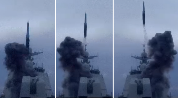 Cold Launch of YJ-20 Hypersonic Ballistic Missile from Type 052D Class Destroyer