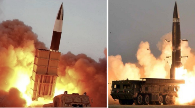North Korean KN-24 (left) and KN-23B Ballistic Missile Launches