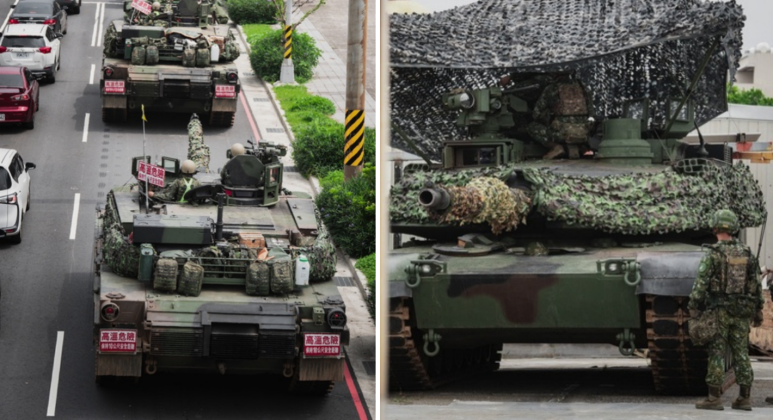 Republic of China Army M1A2T Tanks During First Combat Readiness Exercises in Taoyuan Republic of China Army M1A2T Tanks During First Combat Readiness Exercises in Taoyuan