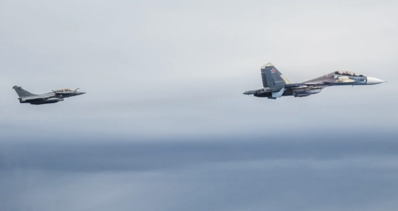 Rafale Lightweight Fighter (back) and Su-30SM2 Heavyweight Fighter (front) During Baltic Sea Engagement in May 2026 Rafale Lightweight Fighter (back) and Su-30SM2 Heavyweight Fighter (front) During Baltic Sea Engagement in May 2026