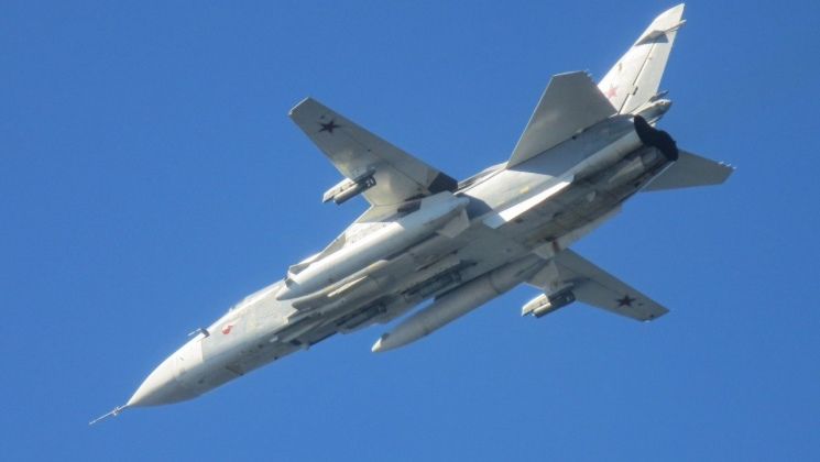 Su-24M During Engagement with Rafale Fighters