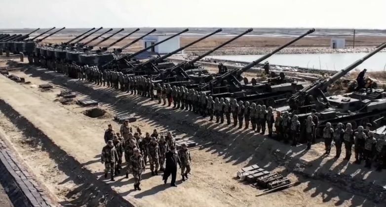 North Korean Leadership Inspect 170mm Artillery Units