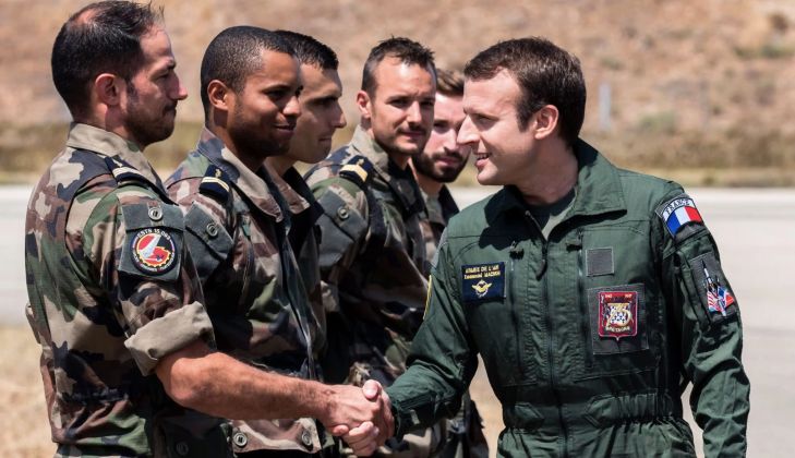 President Emmanuel Macron Meets French Airmen