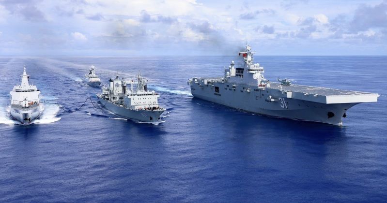 Type 075 Class Assault Ship, Type 903A Supply Ship and Type 055 Class Destroyer with Type 054A Class Frigate