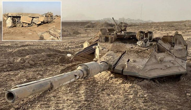 Images Allegedly Showing Remains of a Merkava IV Barak After Destruction in Gaza