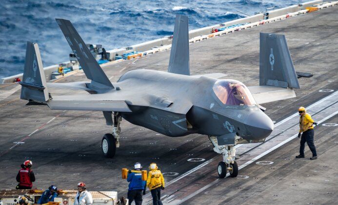 U.S. Navy F-35C Fifth Generation Fighter on Nimitz Class Supercarrier