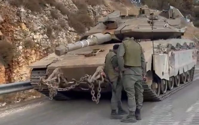 Israeli Merkava IV Tank on Lebanese Border