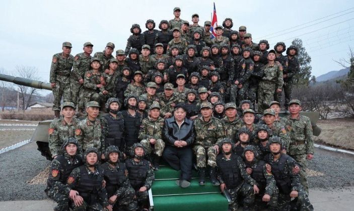 Chairman Kim Jong Un With 105th Tank Division Personnel