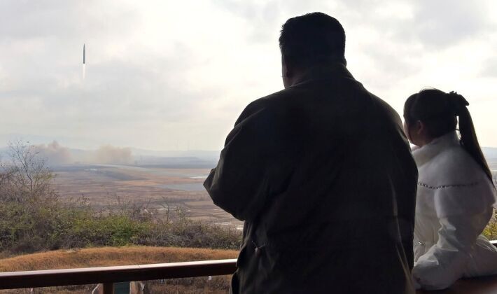 Kim Jong Un and Kim Chu Ae Watch Hwasong-17 Launch (KCNA)