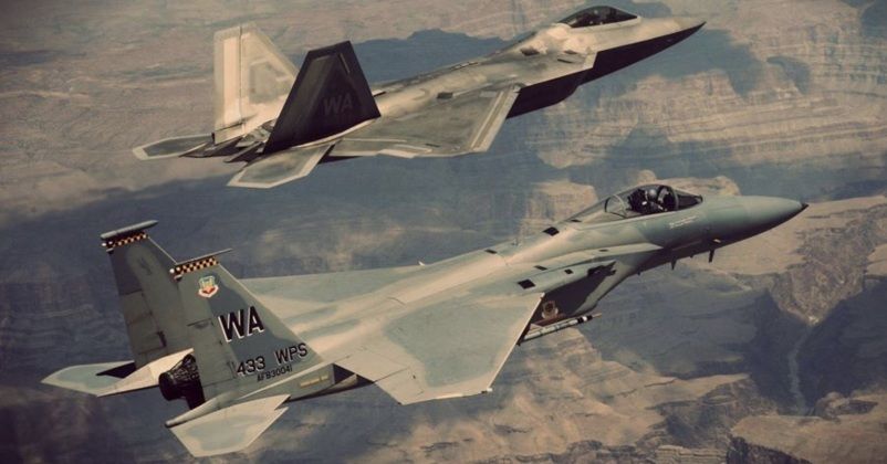 U.S. Air Force F-22 and F-15