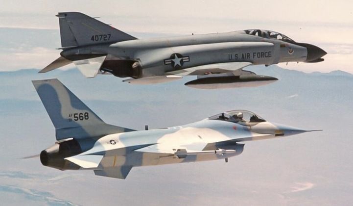 F-4 Phantom (top) and F-16 Fighting Falcon