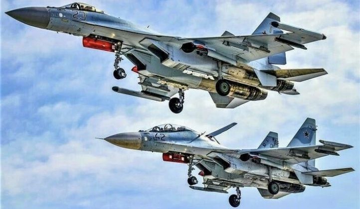 Su-35 (front) and Su-30SM Fighters