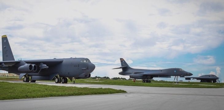 (left to right) B-52, B-1B and B-2 Heavy Bombers