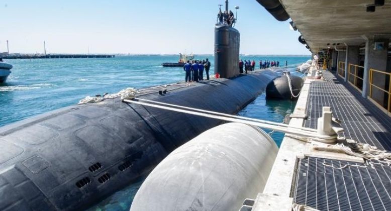 U.S. navy Nuclear Powered Submarine USS Annapolis Docks at HMAS Stirling