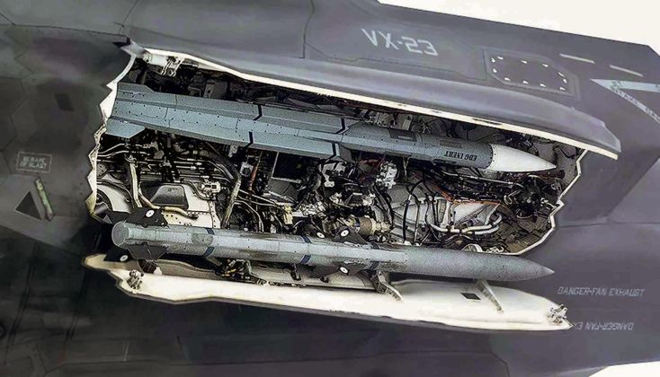 Meteor and AIM-120C in the Internal Weapons Bay on an F-35B Fighter