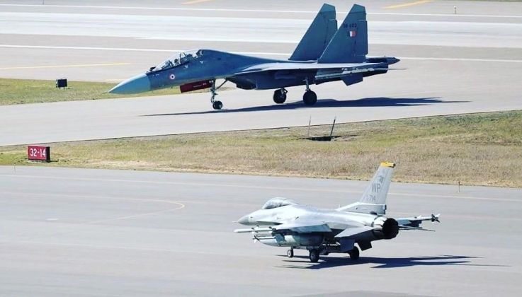 Russian Su-30 Heavyweight Twin Engine Fighter and U.S. F-16 Lightweight Single Engine Fighter