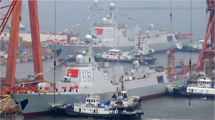 Type 052D Destroyers in the Late 2010s Preceding Their Commissioning Ceremonies