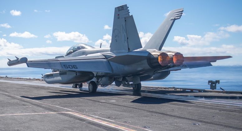 EA-18G Operating From Aircraft Carrier Deck