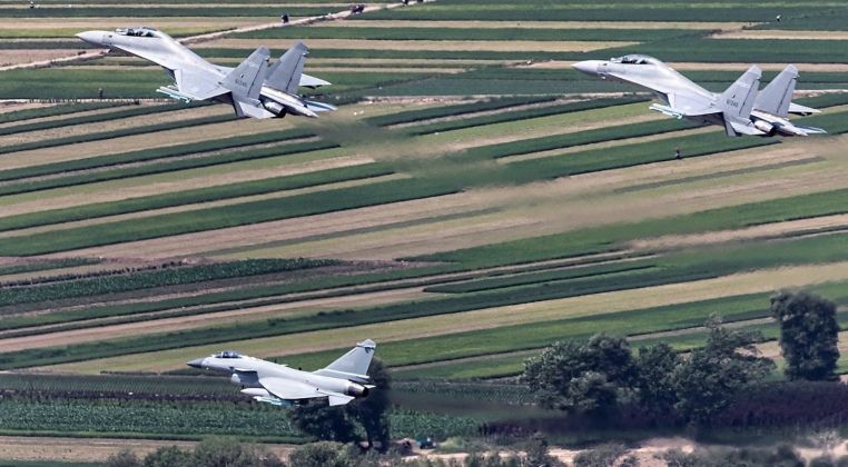 J-16 Heavyweight Fighters (top) and J-10C Light FIghter