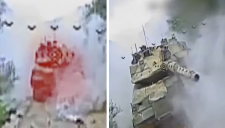 Moments of Hezbollah FPV Drone Strike on Merkava Tank