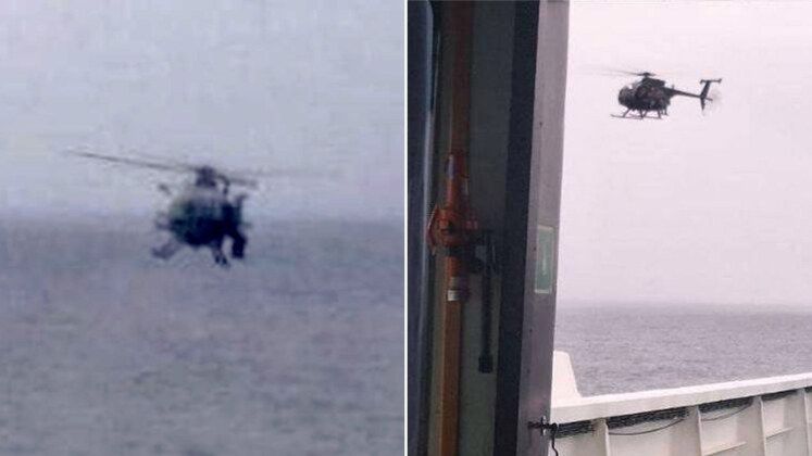 U.S. Army Helicopters During Seizure of Russian-Flagged Oil Tanker