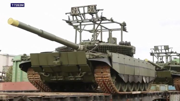 Russian T-72B3M Tanks During Delivery to Frontline Forces