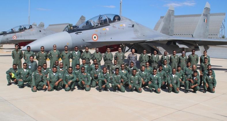 Indian Air Force Personnel and Su-30MKI Fighters