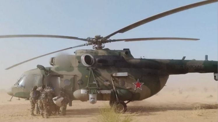 Russian Africa Corps Mi-8 Helicopter Gunship in Mali