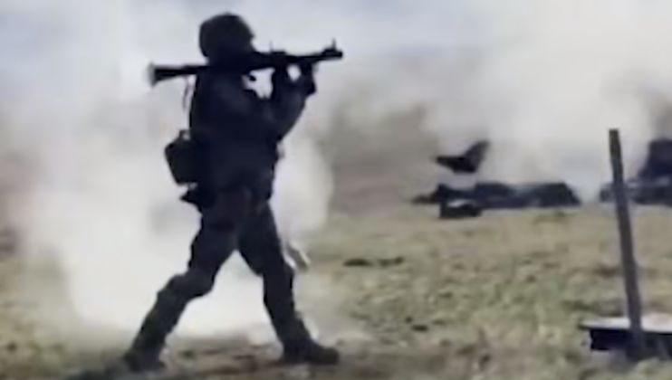 Colombian Contractor Fires Rocket Propelled Grenade in Ukraine 