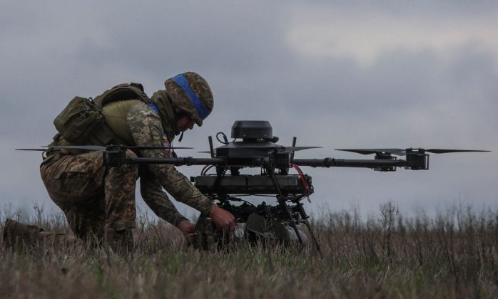 Ukrainain Serviceman Loads Unmanned Transport Aircraft