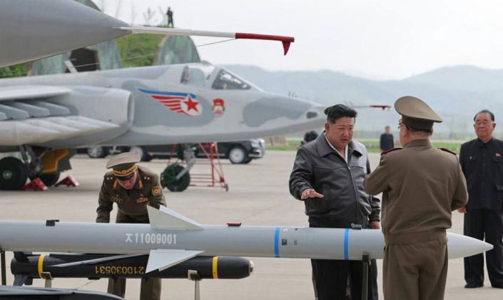 North Korean Leadership with New Air-to-Air Missile
