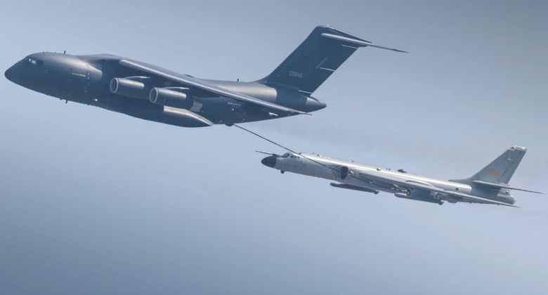 H-6 Bomber Refuels From YY-20 Tanker