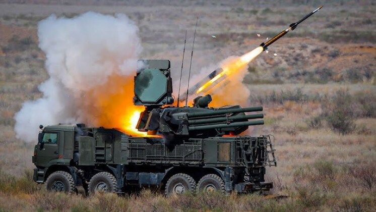 Surface-to-Air Missile Launch From Pantsir Air Defence Combat Vehicle