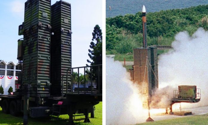 Surface-to-Air Missile Launch From Republic of China Air Force Sky Bow Surface-to-Air Missile System 