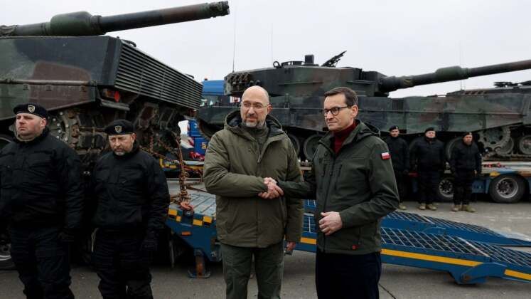 Mateusz Morawiecki at Handover of First Leopard 2 Tanks to Ukraine in 2023