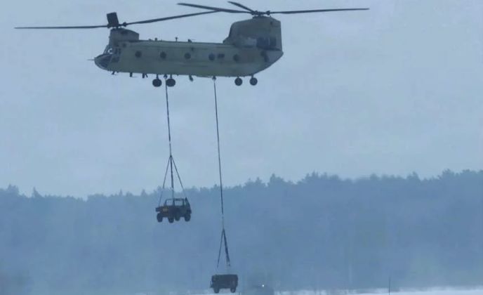 U.S. Army Chinook Heavy Lift Helicopter During Exercises in Germany