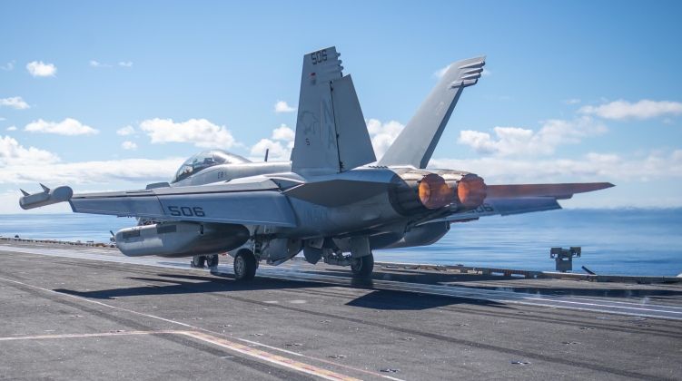 EA-18G Launches From U.S. Navy Supercarrier