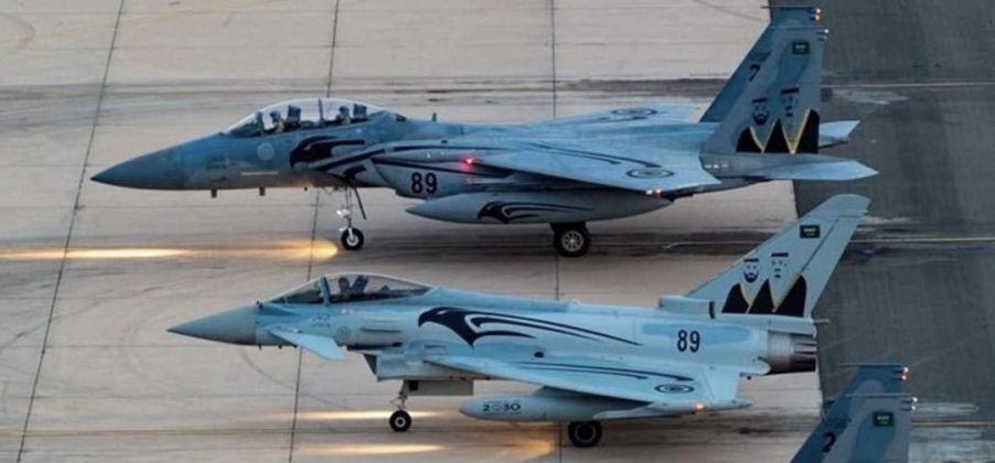 Royal Saudi Air Force F-15 (top) and Eurofighter