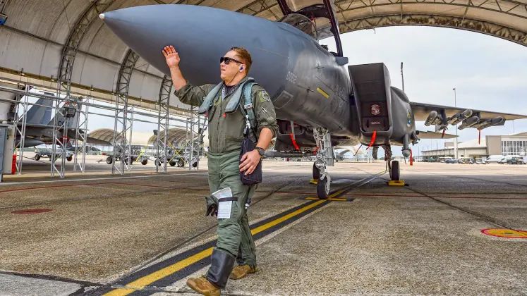 F-15EX Carrying 12 AIM-120 Missiles During Pre-Flight Checks