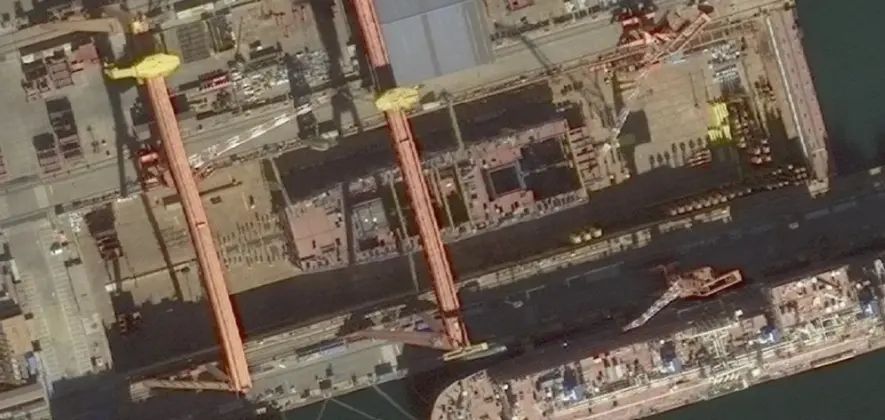 China`s Nuclear Powered Carrier Being Built in the Dalian Shipyard
