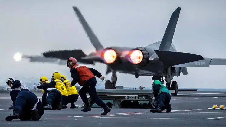 J-35 Fifth Generation Fighter Takes Off From China`s First Supercarrier the Fujian