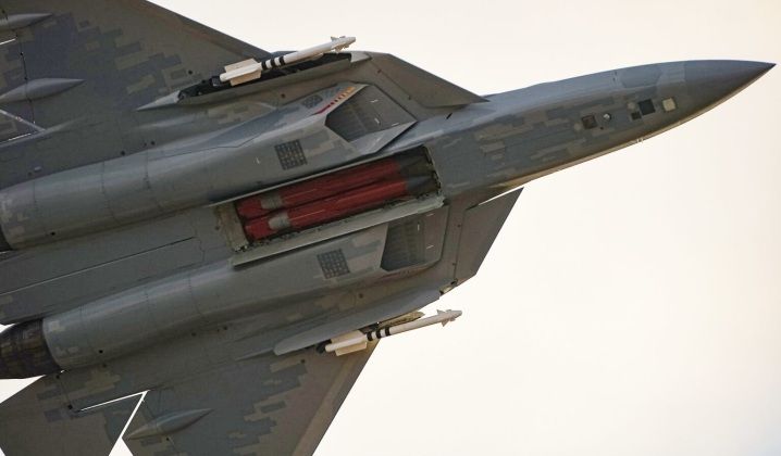 Su-57 with Kh-58UShKE Anti-Radiation Missiles in Internal Bay