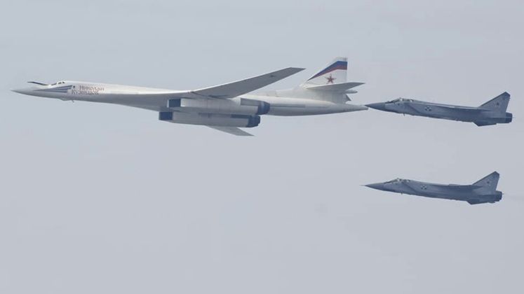 Tu-160 Bomber with MiG-31 Interceptor Escort 