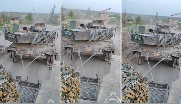 Russian Army Recovery of Leopard 2A6 Tank Near Avdiivka