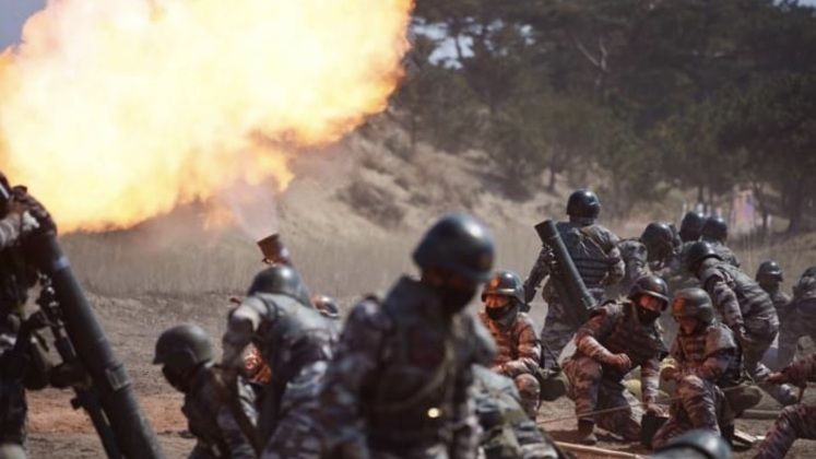 Korean People`s Army Mortar Units During Live Fire Exercises