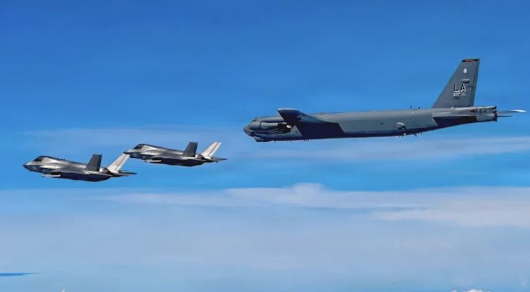 B-52H and F-35B Fighters Fly Near Venezuela on October 15