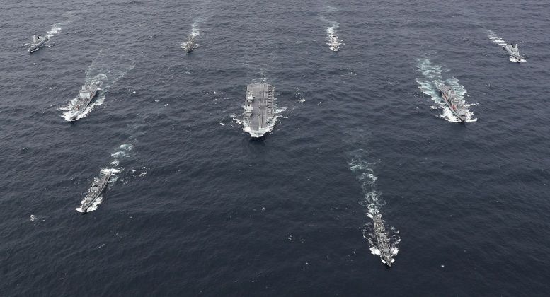 British Royal Navy Carrier Group in the Malacca Strait