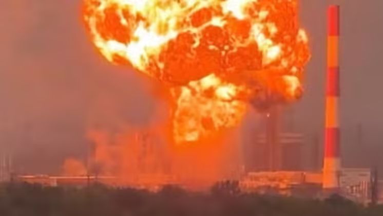 Explosion at the Novokuibyshevsk Oil Refinery in October After Ukrainian Drone Strike